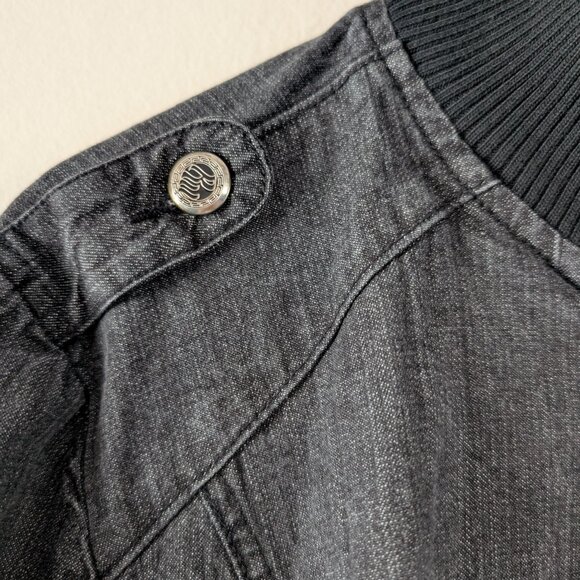 Vintage Rocawear Denim Jacket Faded Black Denim Distressed Full Zip Collar 2X - Picture 6 of 16